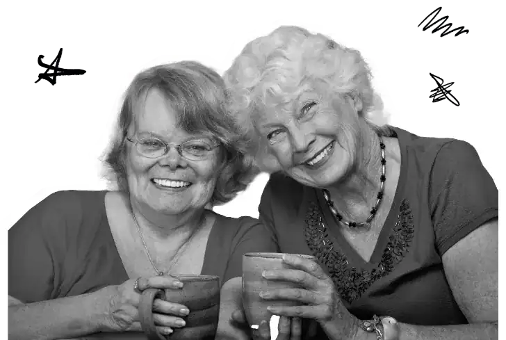 Two women smiling